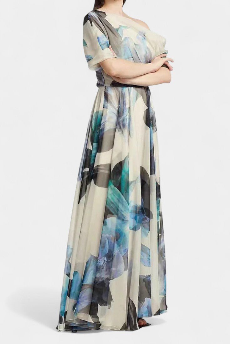 Sanaa | One - Shoulder Abstract Floral Maxi Dress - Lora Toronto