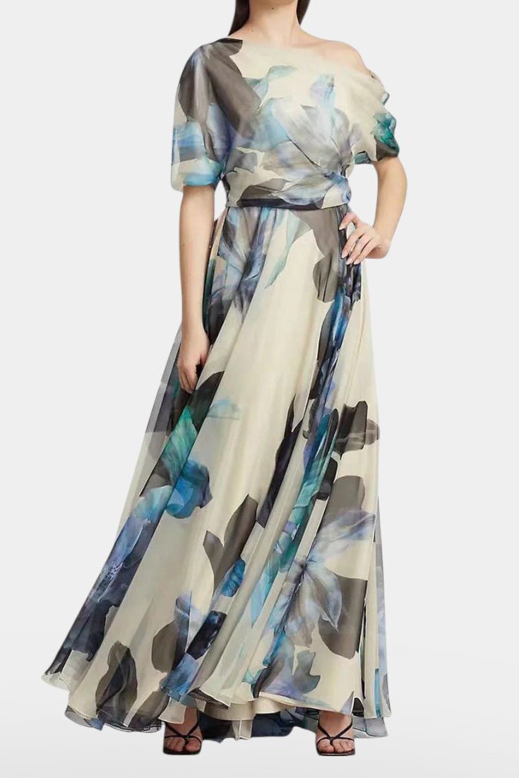 Sanaa | One - Shoulder Abstract Floral Maxi Dress - Lora Toronto