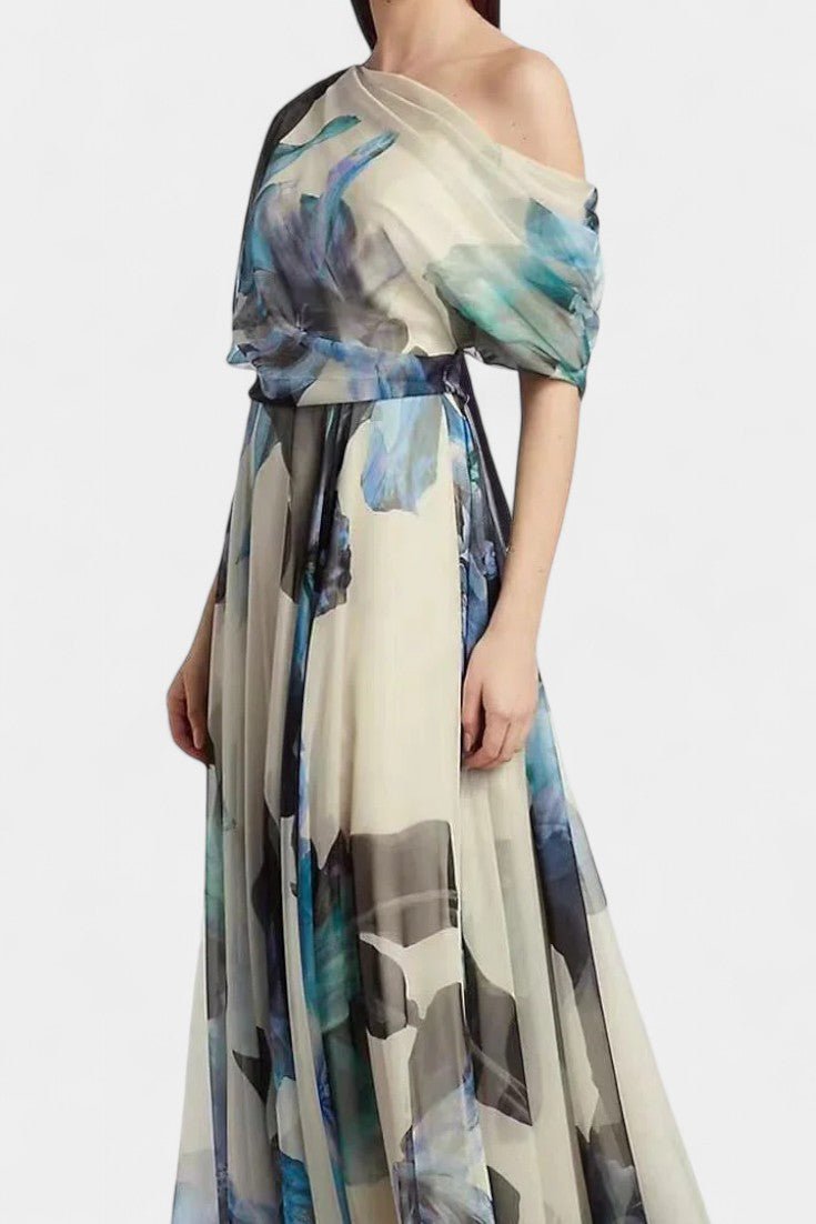 Sanaa | One - Shoulder Abstract Floral Maxi Dress - Lora Toronto