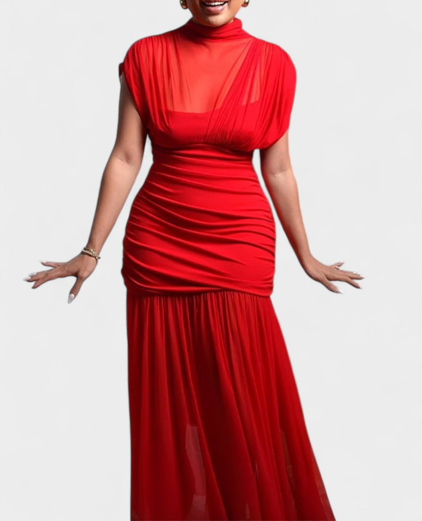 Serena | Draped High Neck Maxi Dress - Lora Toronto
