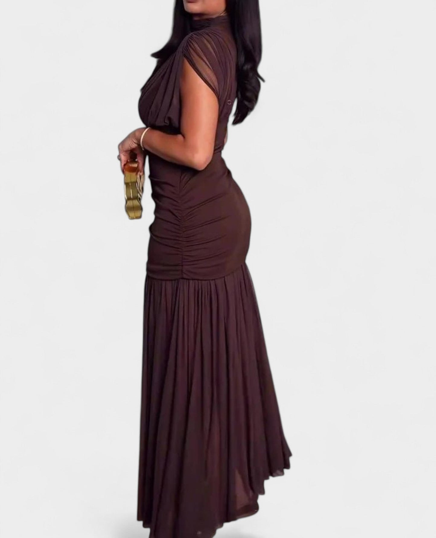 Serena | Draped High Neck Maxi Dress - Lora Toronto