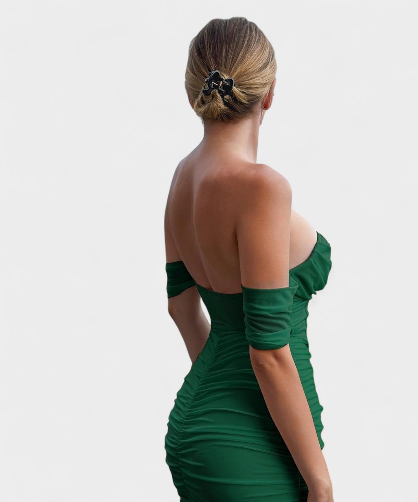 Sofia | Off - Shoulder Ruched Bodycon Midi Dress - Lora Toronto