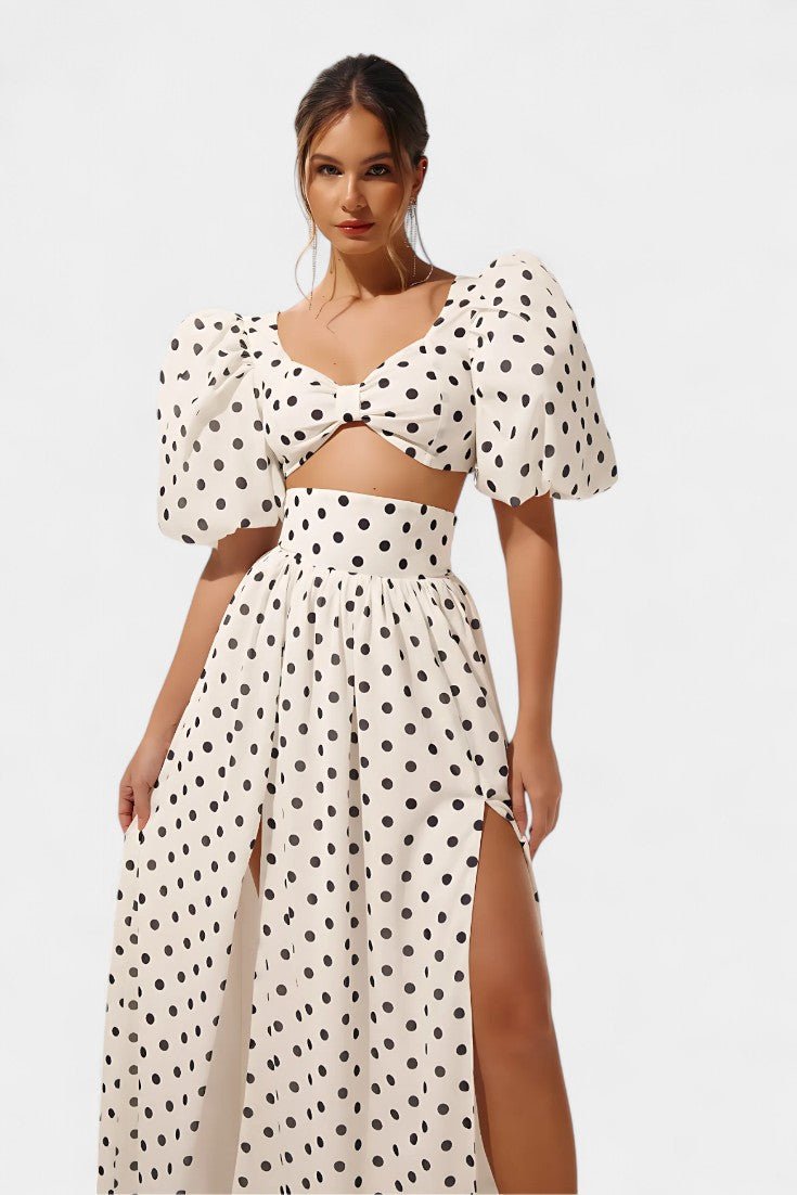 Taylor Polka Dot Puff Sleeve Skirt Set - Lora Toronto
