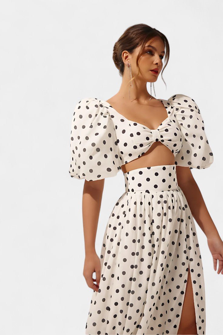 Taylor Polka Dot Puff Sleeve Skirt Set - Lora Toronto