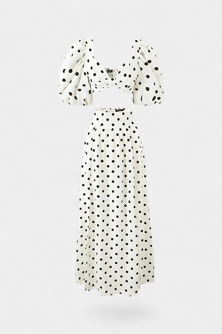 Taylor Polka Dot Puff Sleeve Skirt Set - Lora Toronto