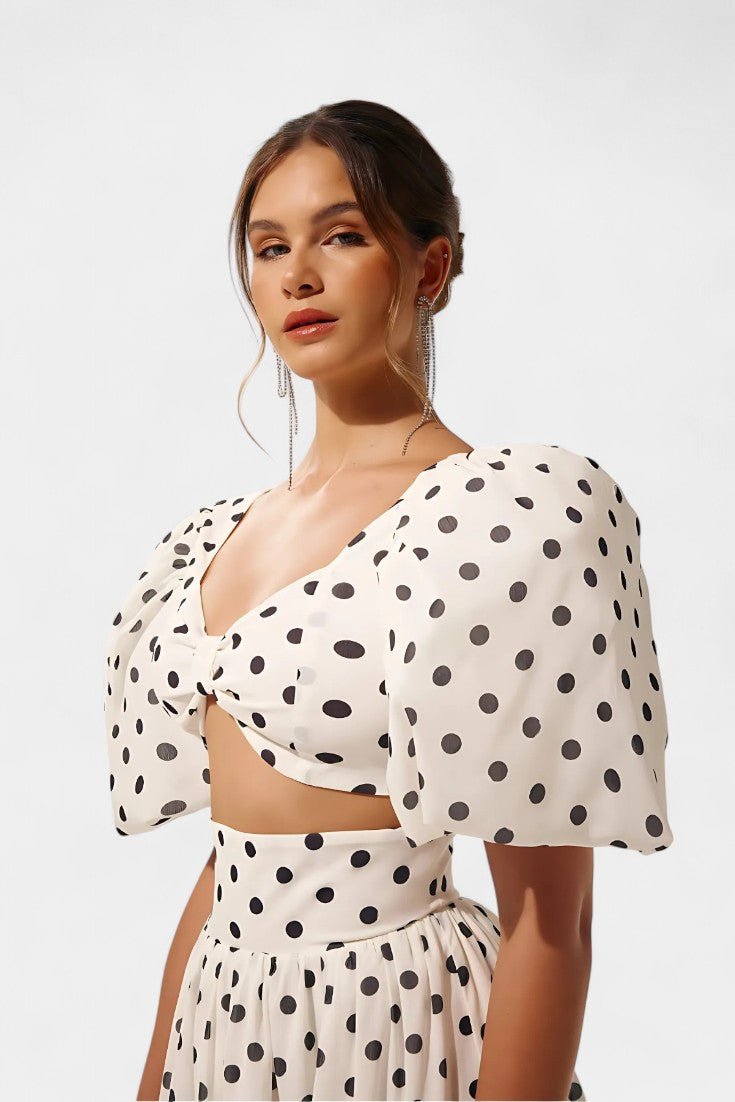 Taylor Polka Dot Puff Sleeve Skirt Set - Lora Toronto