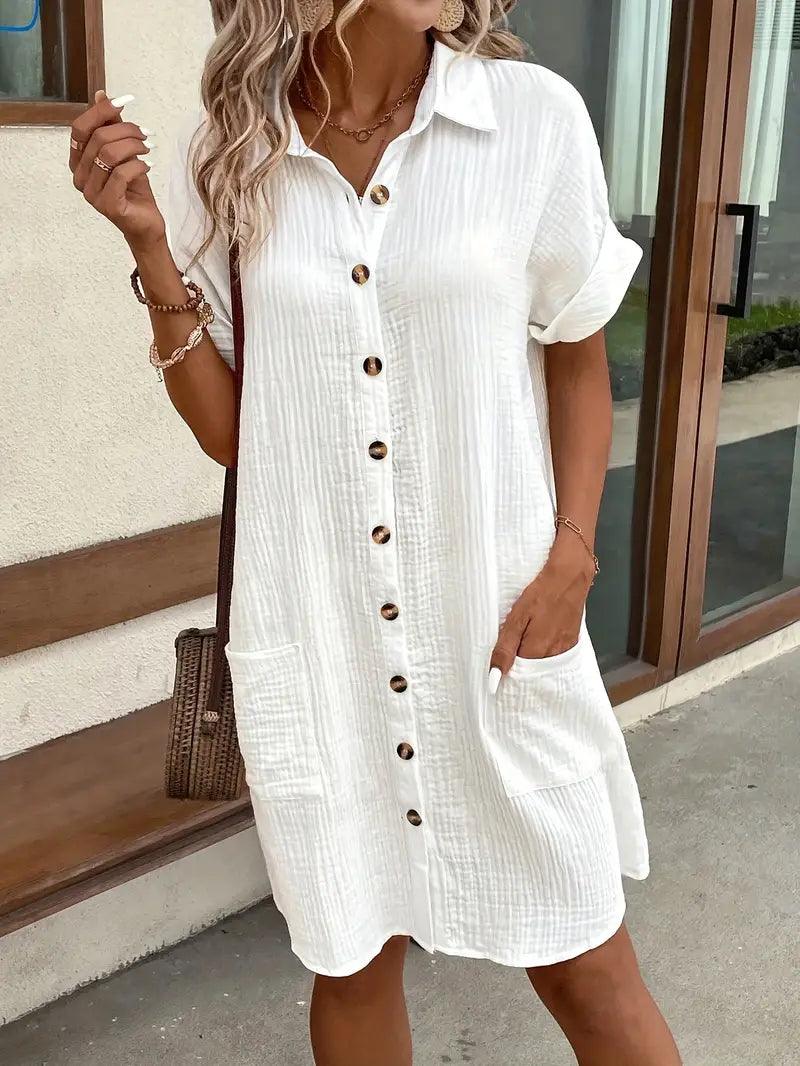 The Timeless V - Neck Blouse Dress - Lora Toronto