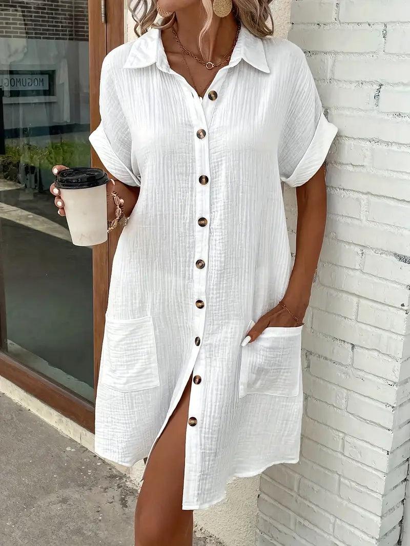 The Timeless V - Neck Blouse Dress - Lora Toronto
