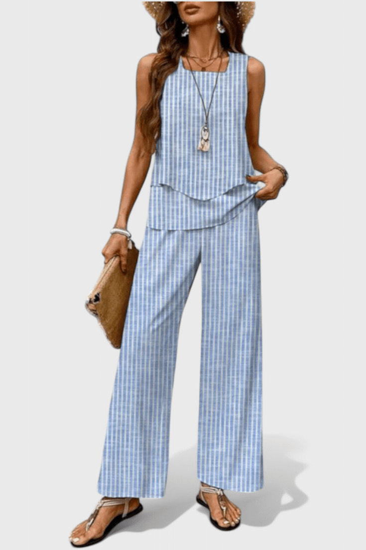 Una Layered Top & Wide - Leg Trouser Set - Lora Toronto