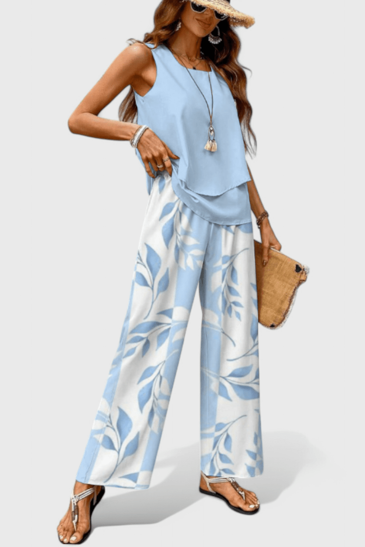Una Layered Top & Wide - Leg Trouser Set - Lora Toronto