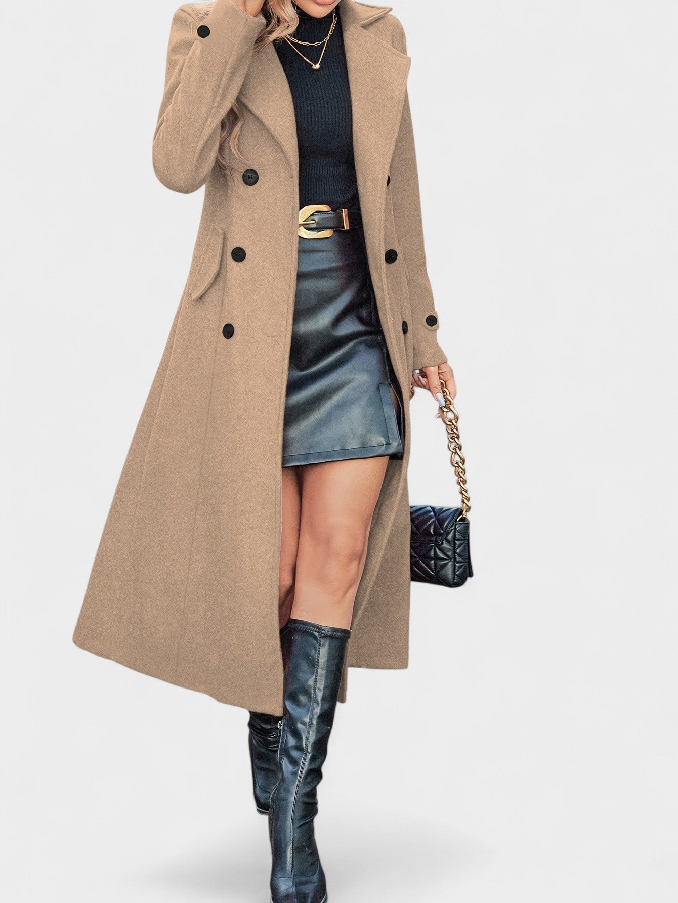 Victoria | Double - Breasted Lapel Overcoat - Lora Toronto
