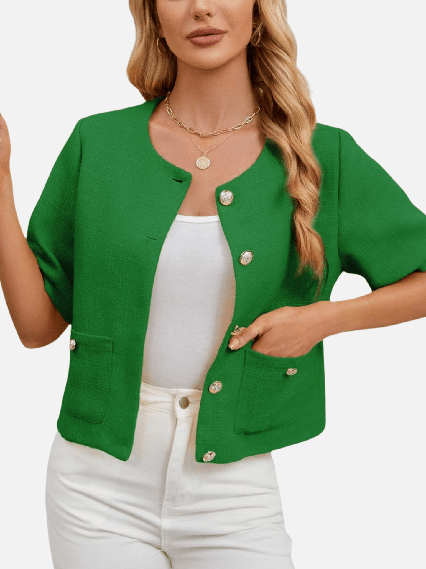 Vivienne | Cropped Tweed Blazer Jacket - Lora Toronto