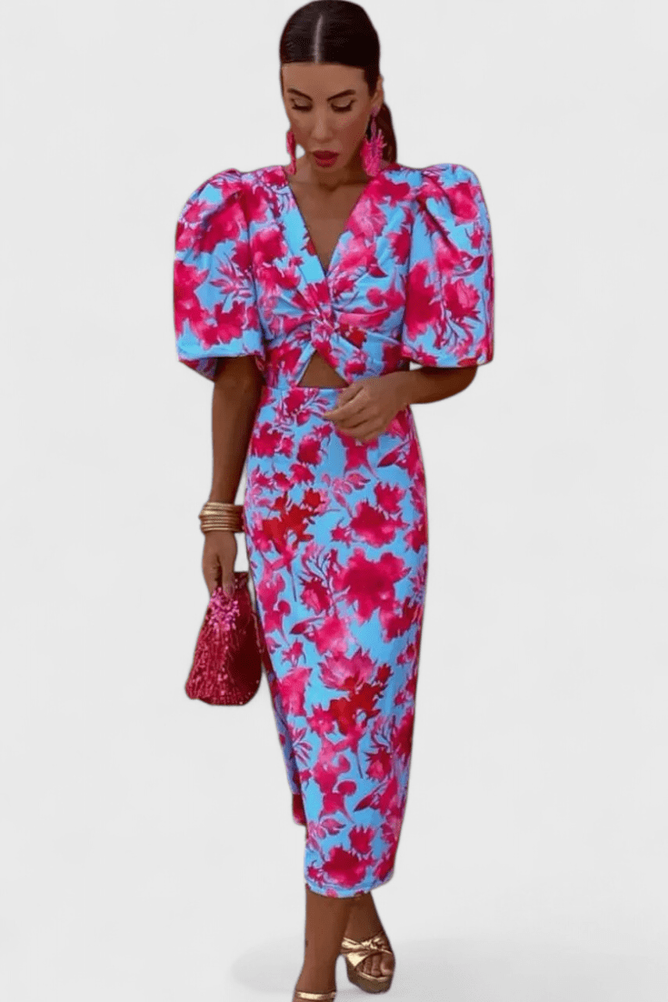 Wibia Colourful Pleated - Sleeve Dress - Lora Toronto