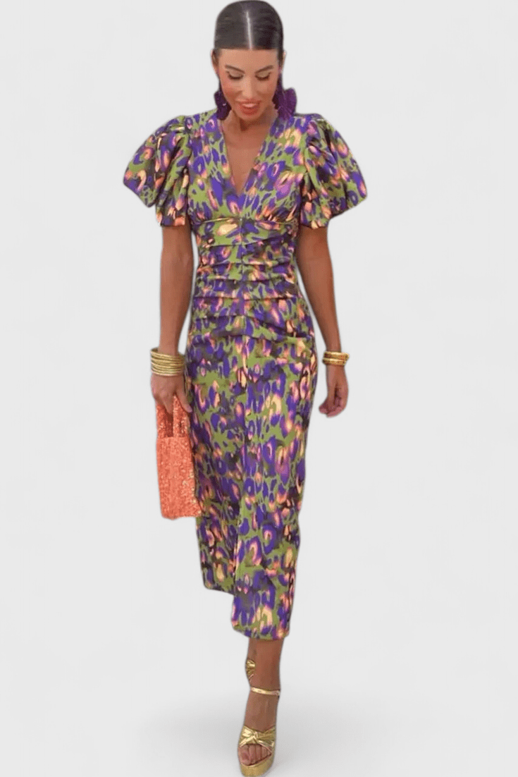 Wibia Colourful Pleated - Sleeve Dress - Lora Toronto
