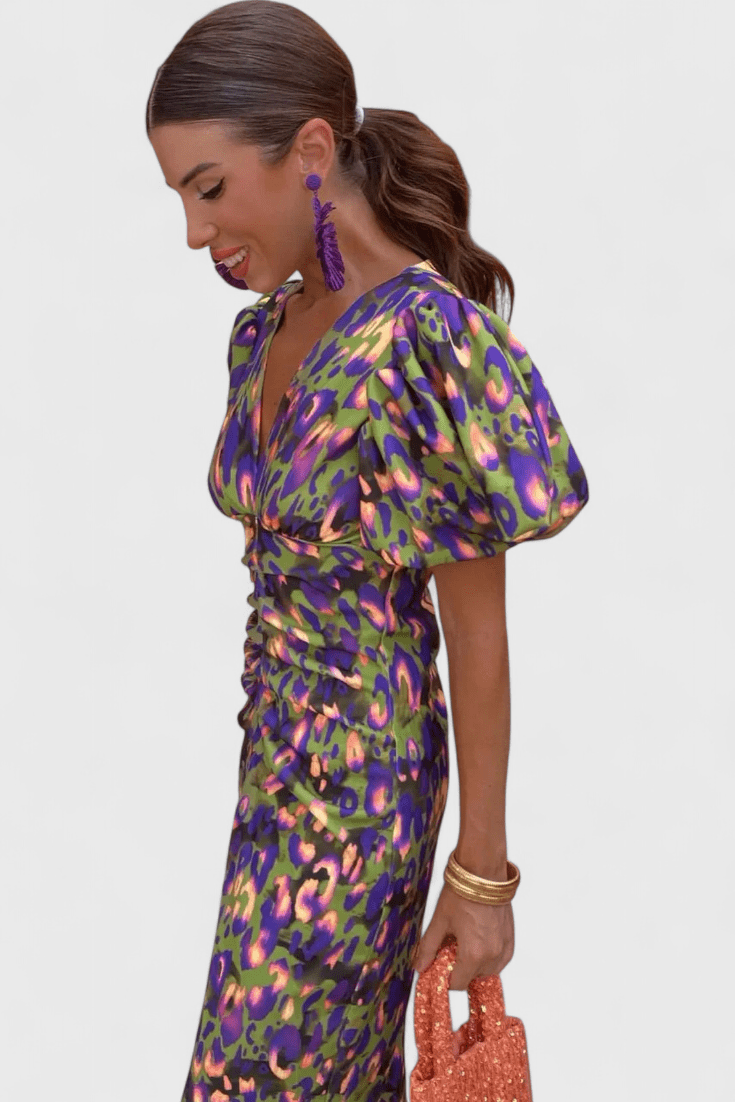 Wibia Colourful Pleated - Sleeve Dress - Lora Toronto
