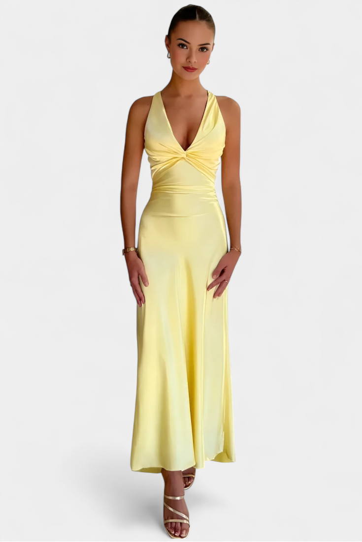 Dolores Sleeveless Twist-Waist Maxi Dress