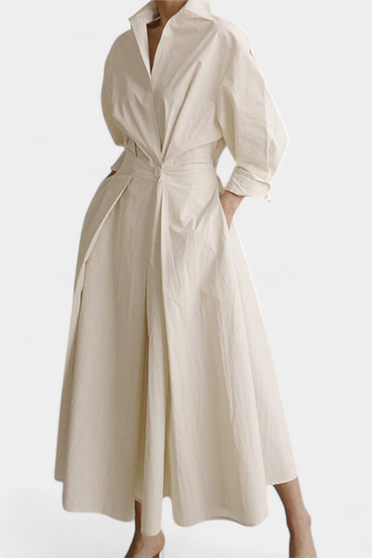 Miriam Retro Collar Long Sleeve Maxi Dress