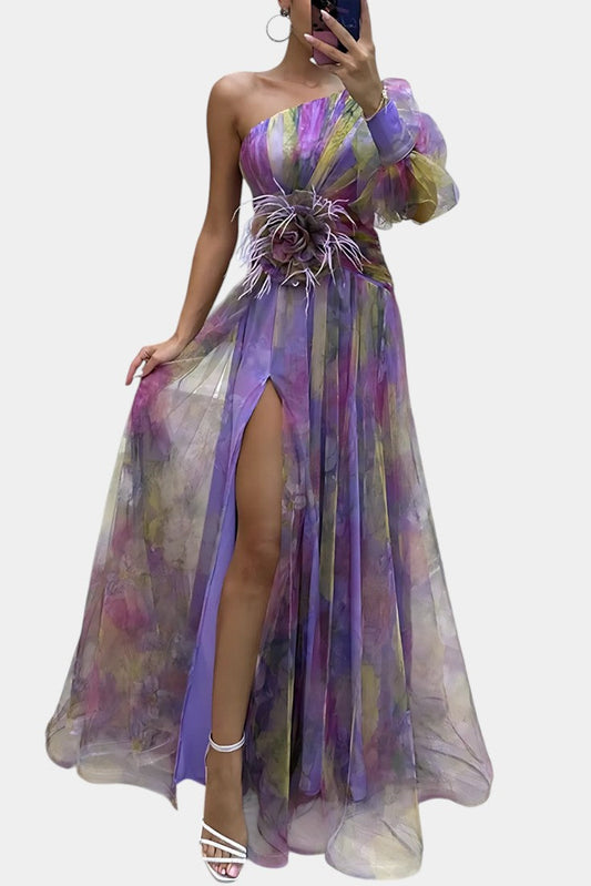Amelie One-Shoulder Asymmetric Maxi Dress