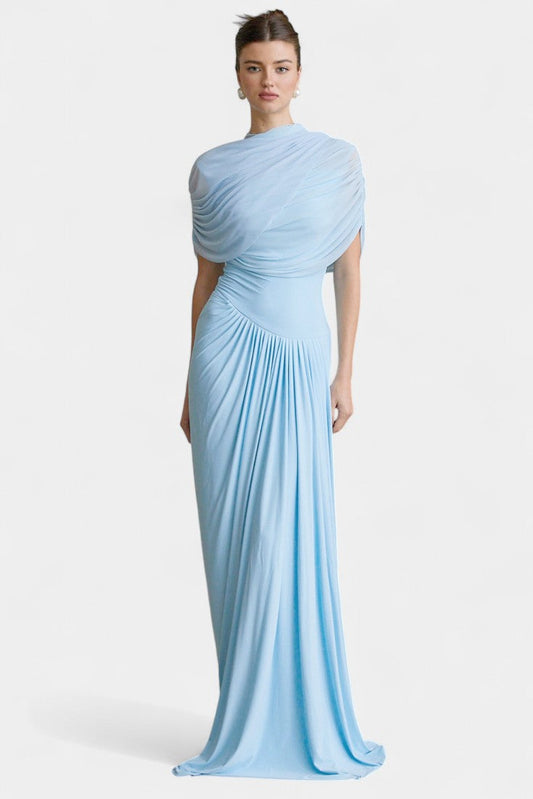 Melisande Asymmetric Pleated Maxi Dress