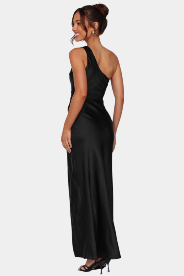 Josefa One-Shoulder Gathered High-Slit Dress