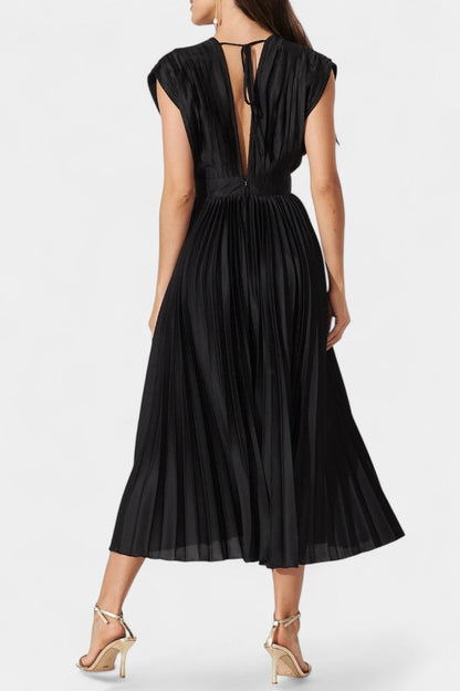 Audrey Pleated V-Neck Midi Dress