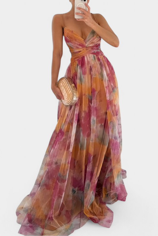 Athena Watercolour Floral A-Line Maxi Dress