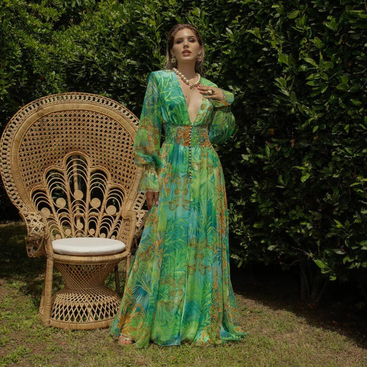Aria - Elegant Floral Printed Maxi Dress