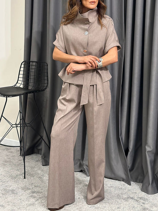 Mira Belted Wide-Leg Pant Set