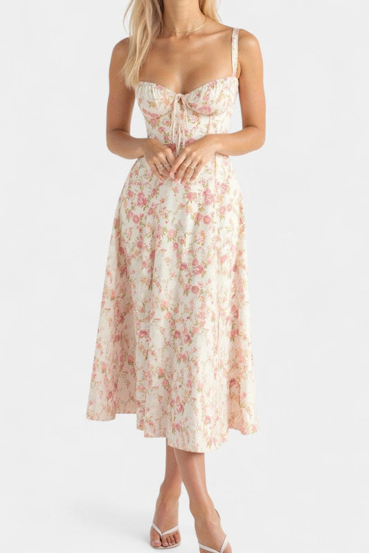 Flora Corset A-Line Midi Dress