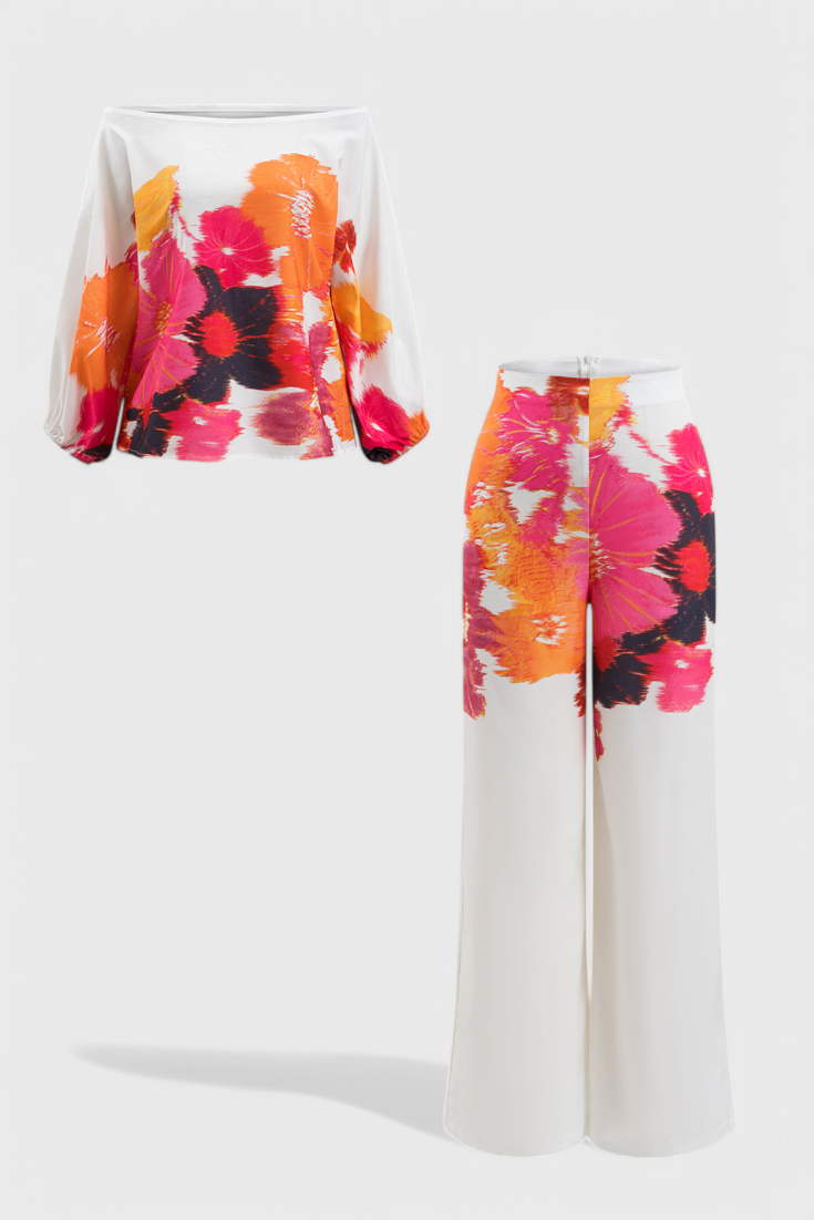 Sybella Off-Shoulder 2 Piece Set with Wide-Leg Pants