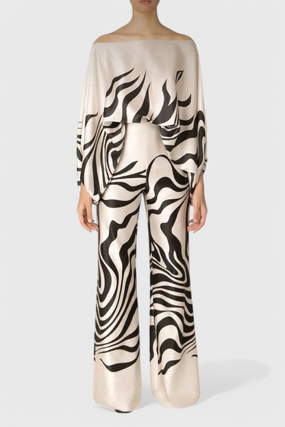 Sybella Off-Shoulder 2 Piece Set with Wide-Leg Pants