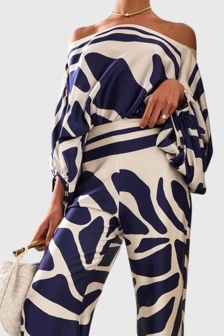 Sybella Off-Shoulder 2 Piece Set with Wide-Leg Pants