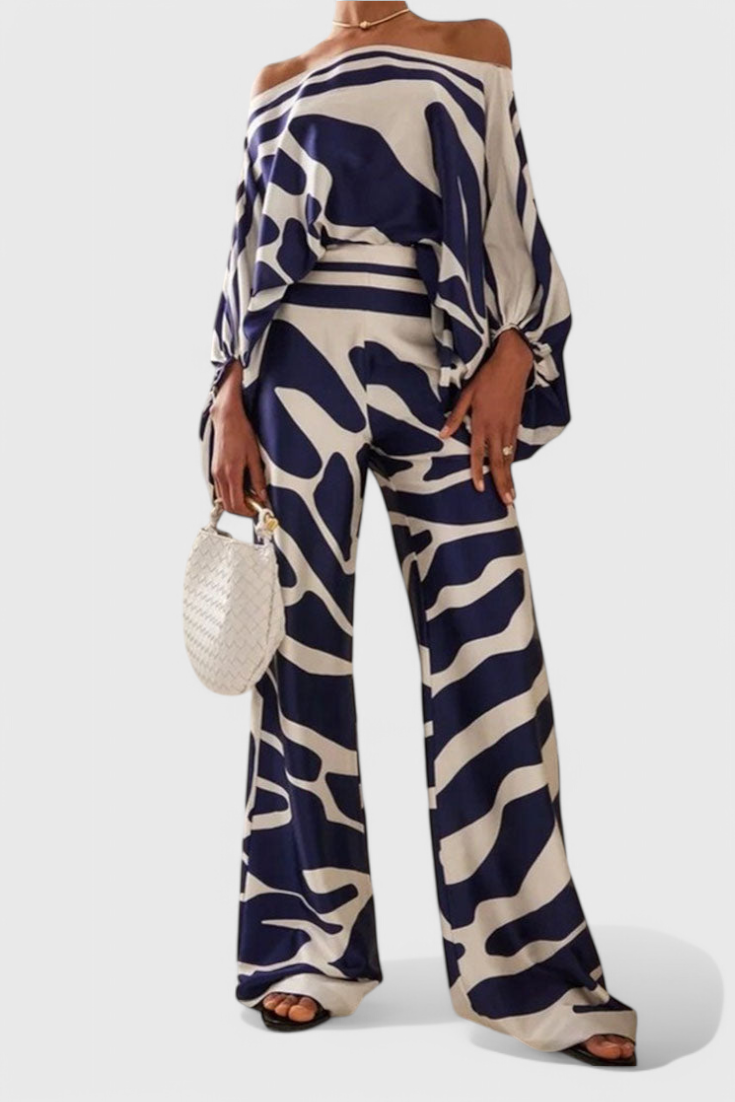 Sybella Off-Shoulder 2 Piece Set with Wide-Leg Pants