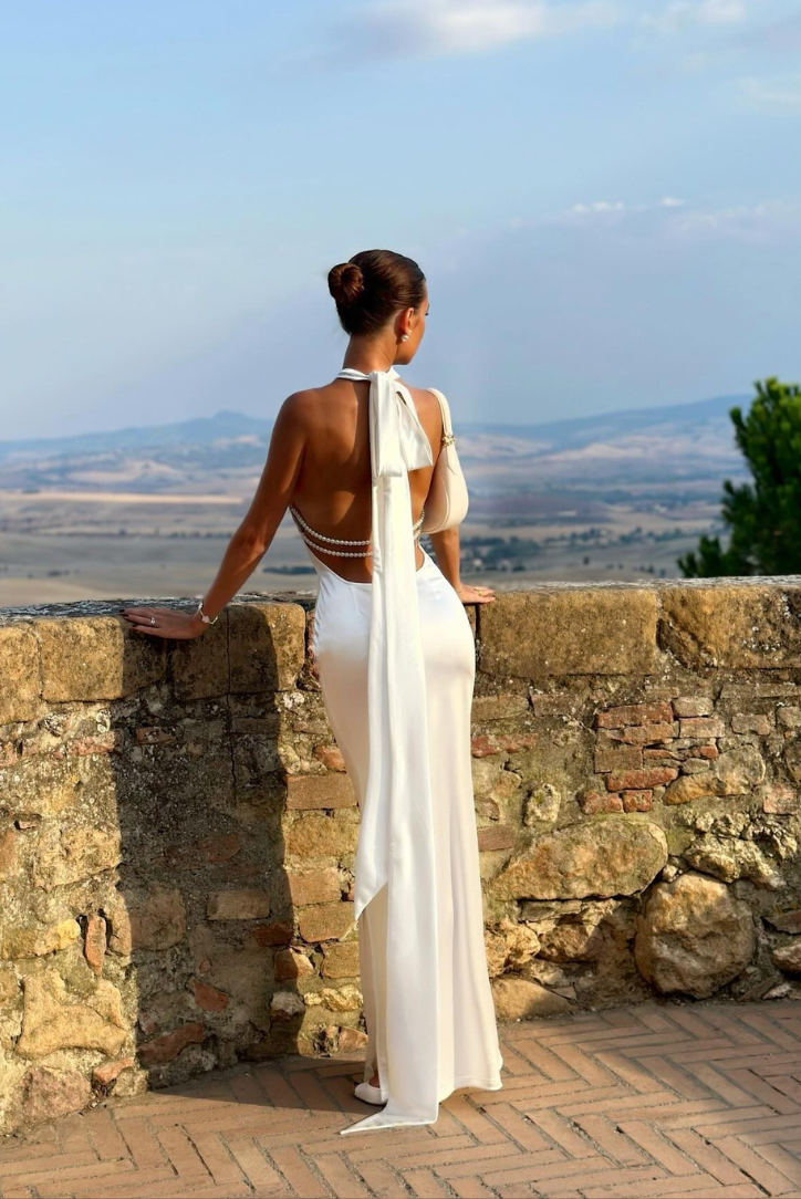 Olivia Pearl Halter Maxi Dress