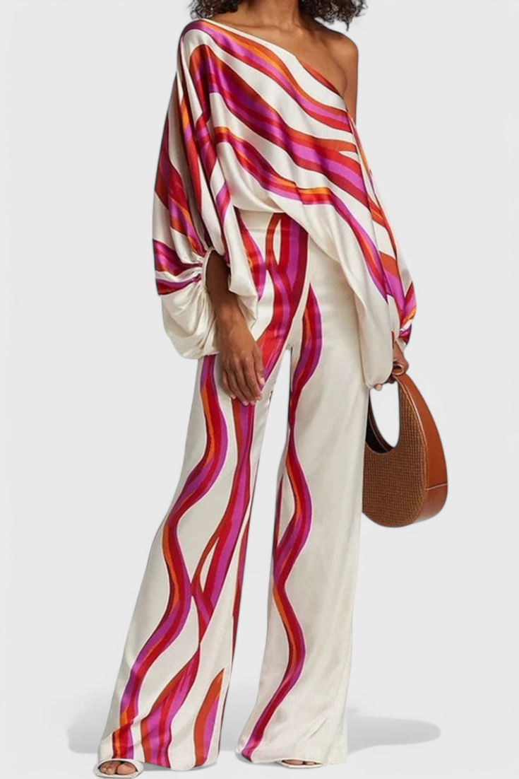 Sybella Off-Shoulder 2 Piece Set with Wide-Leg Pants
