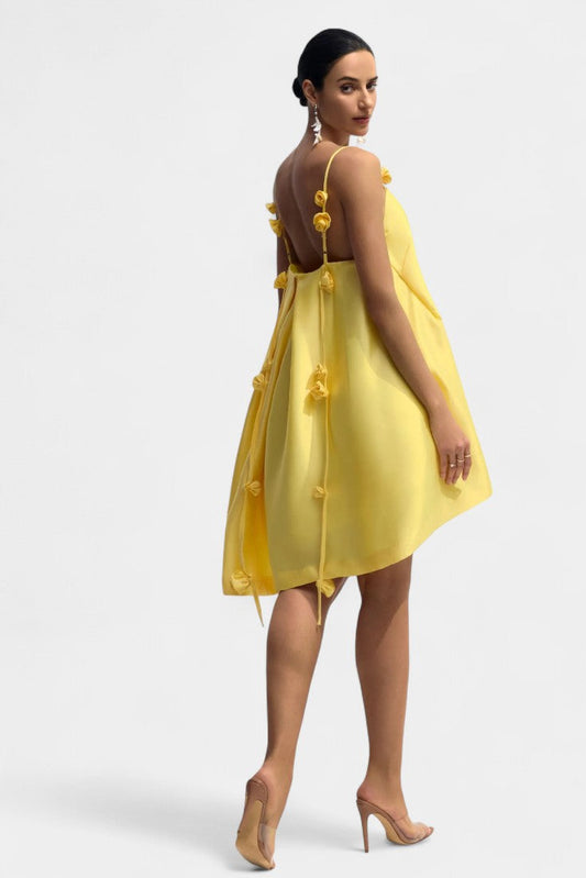 Hedda Rose Detail Spaghetti Strap Mini Dress
