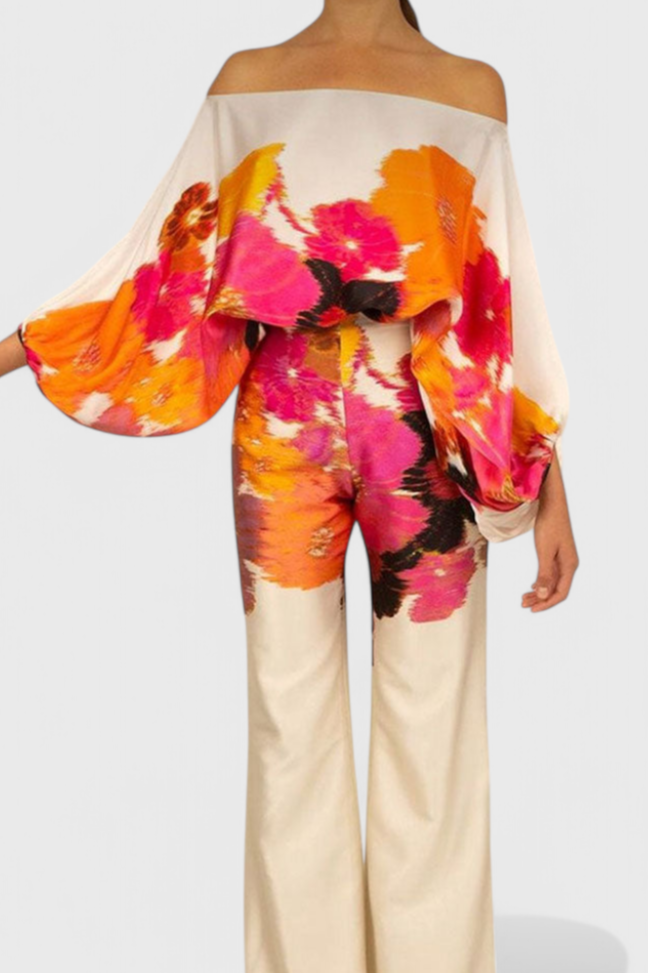 Sybella Off-Shoulder 2 Piece Set with Wide-Leg Pants