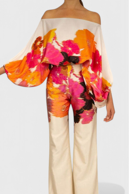 Sybella Off-Shoulder 2 Piece Set with Wide-Leg Pants
