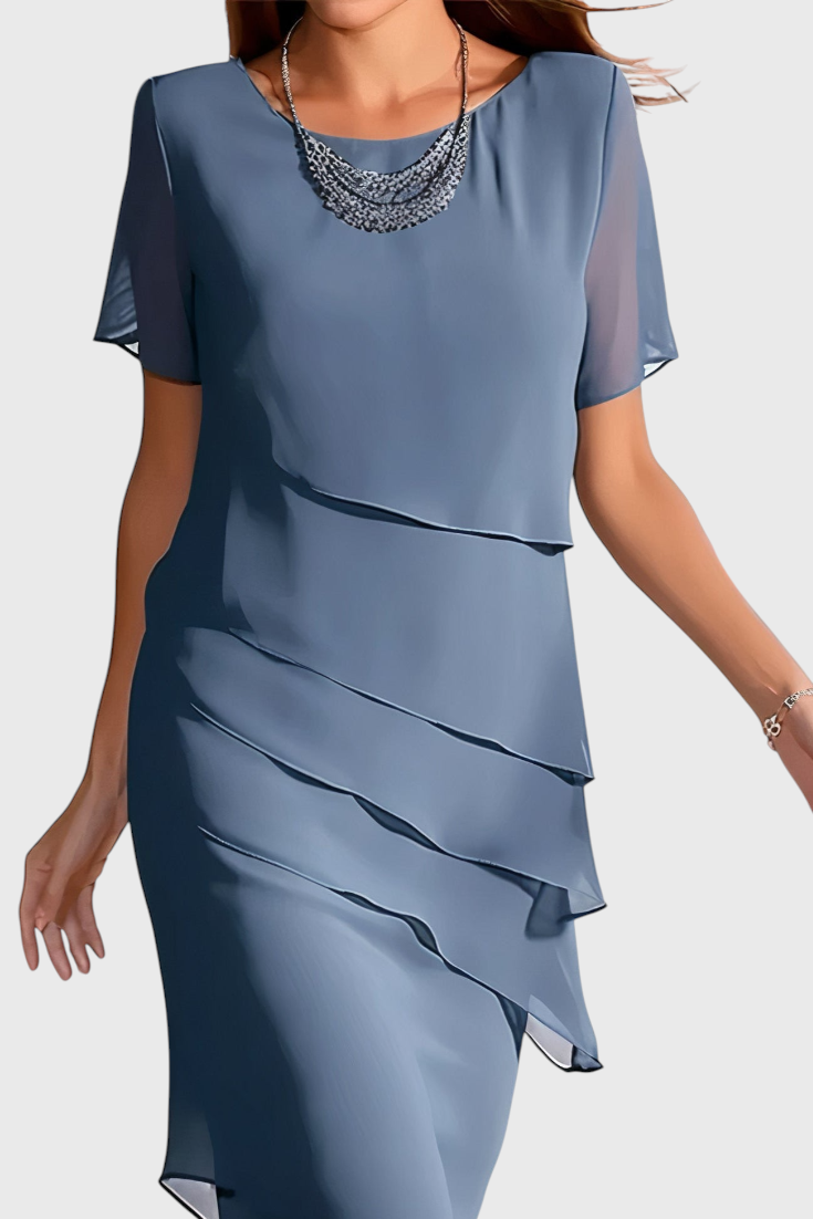 Mia Elegant Chiffon Frange Dress