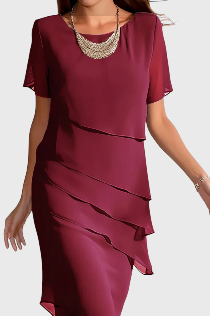 Mia Elegant Chiffon Frange Dress