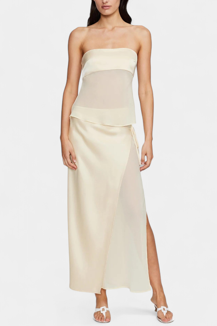 Fjorela Buttercream Strapless Midi Skirt Set