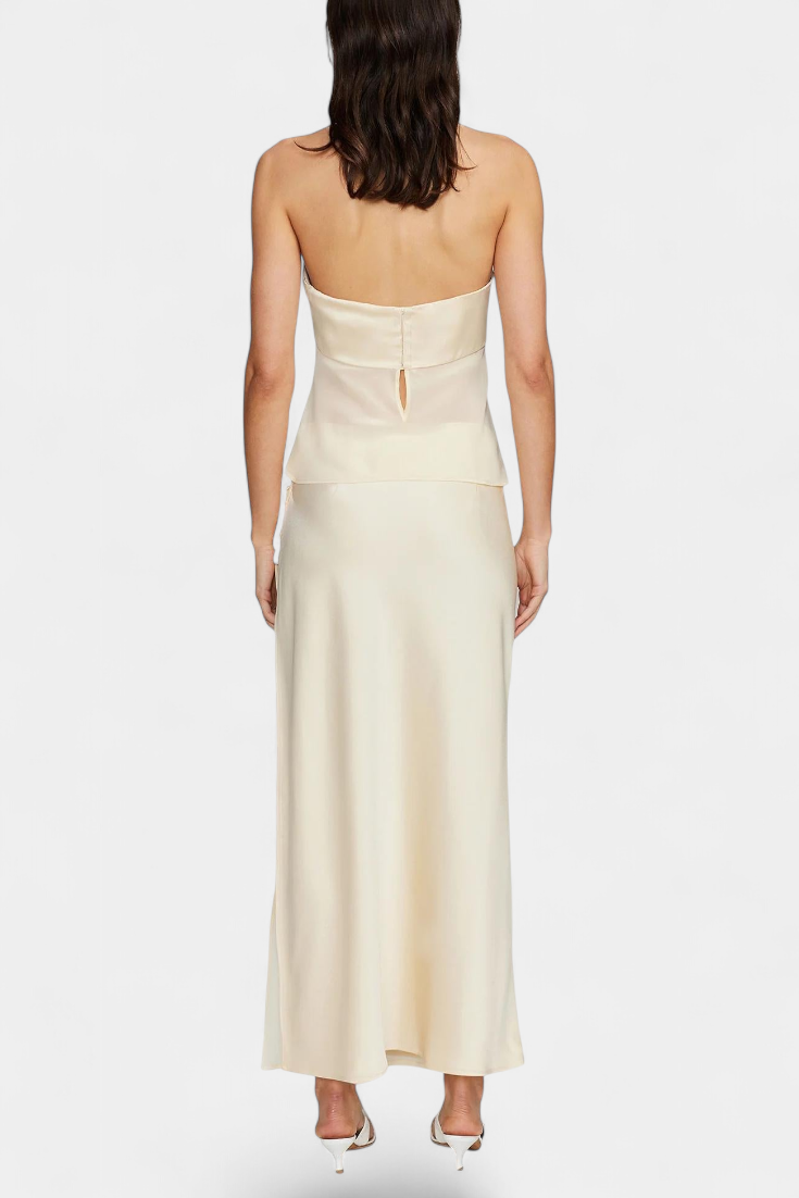 Fjorela Buttercream Strapless Midi Skirt Set