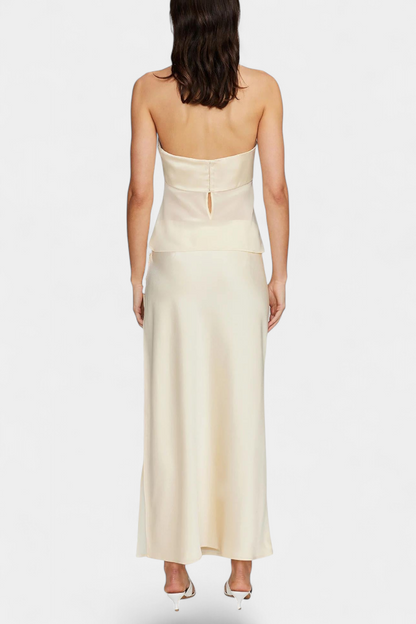 Fjorela Buttercream Strapless Midi Skirt Set