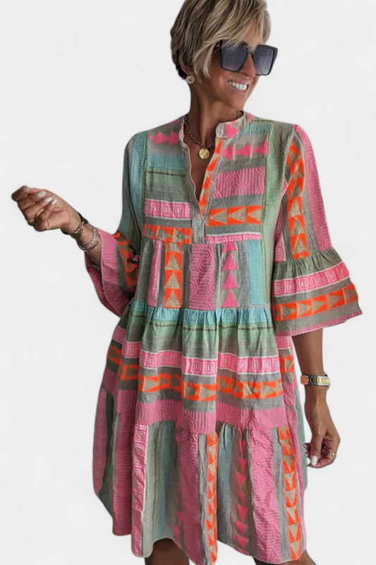 Gina Embroidered Boho Mini Dress