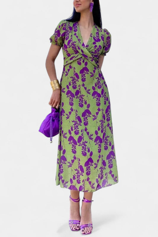 Elara Knotted Floral Elegance Dress
