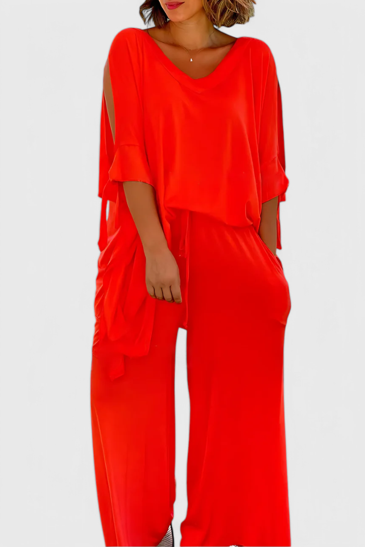 Cecilia Two-Piece Set with Off-Shoulder Detail