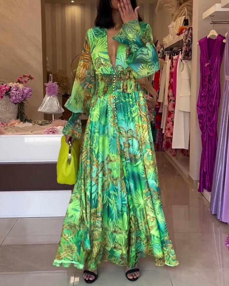 Aria - Elegant Floral Printed Maxi Dress
