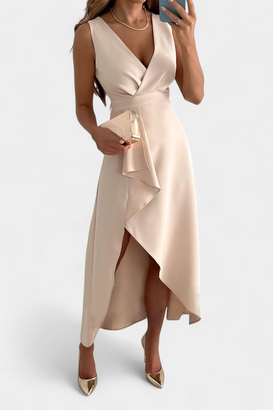 Jivka V-Neck Wrap Midi Dress