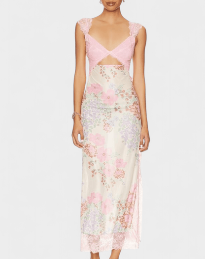 Amara | Lace Patchwork Backless Maxi Dress - Lora Toronto