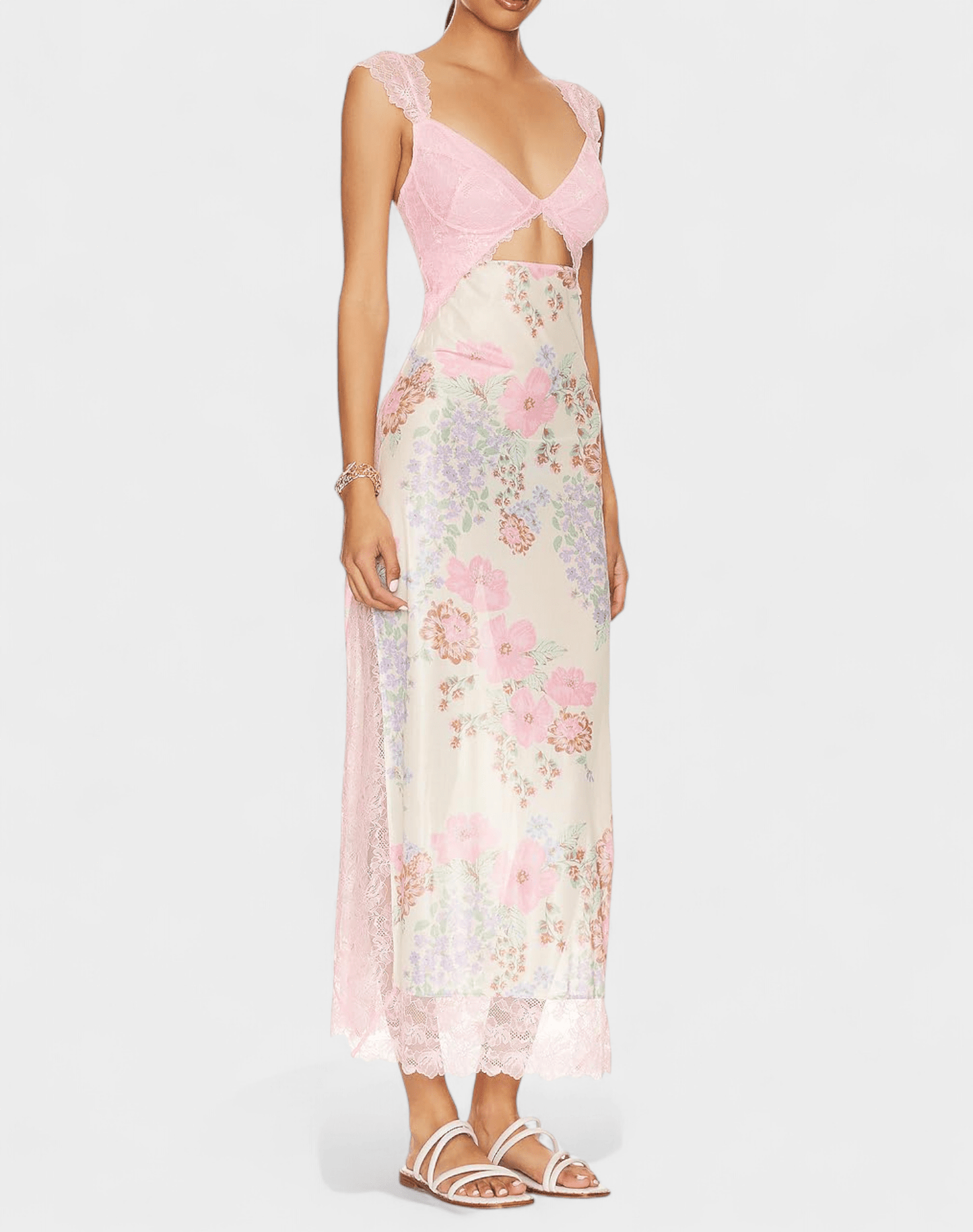 Amara | Lace Patchwork Backless Maxi Dress - Lora Toronto